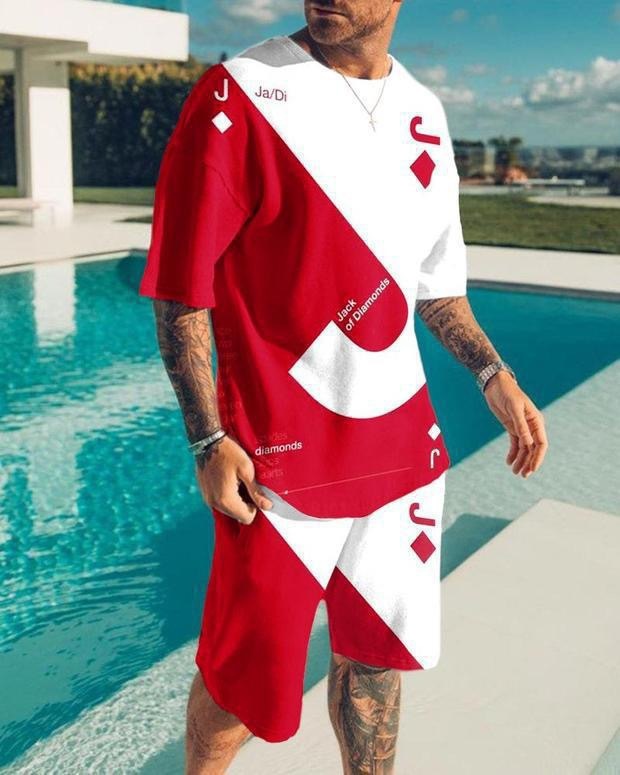 Men's Playing Card Summer Short Sleeve T-Shirt Set