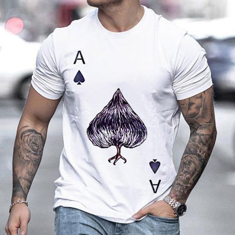 Personalized White Loose Men'S Playing Card Spades A Print T-Shirt