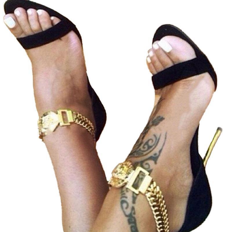 Metallic heeled sandals