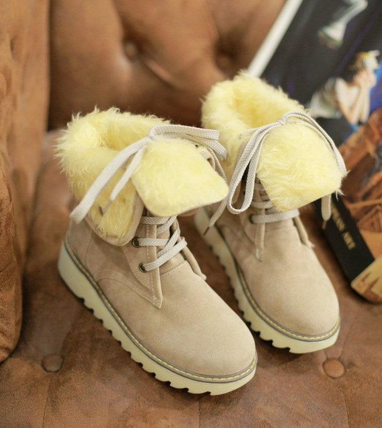 Women's Cozy Frosted Lace-Up Snow Boots