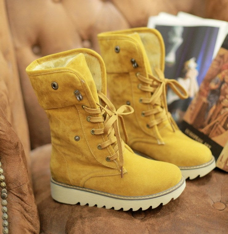 Women's Cozy Frosted Lace-Up Snow Boots
