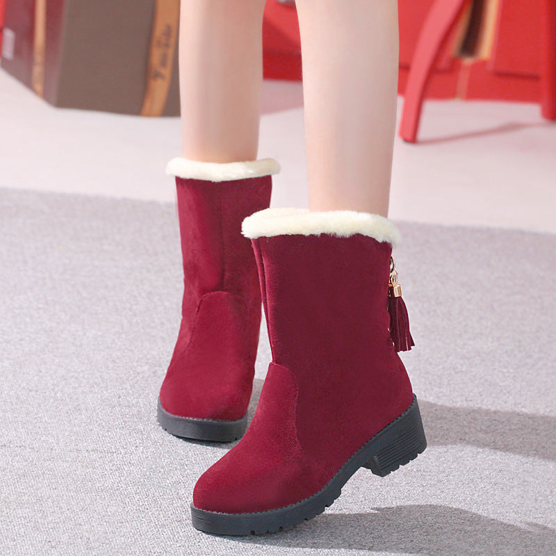 Women's fashionable round toe snow boots