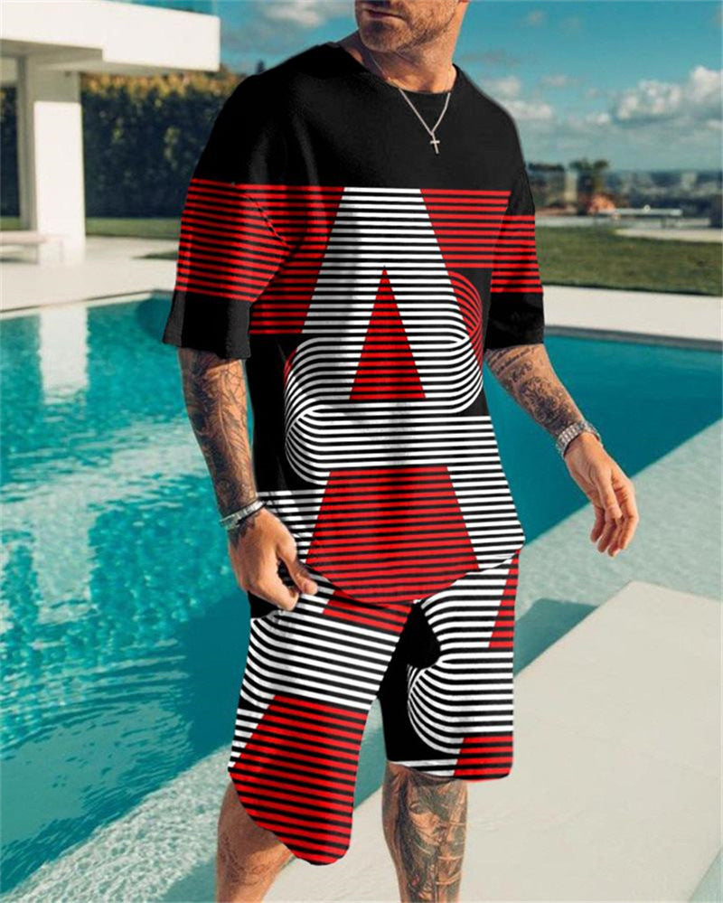 Men's Playing Card Summer Short Sleeve T-Shirt Set