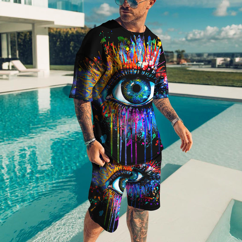 Men's Playing Card Summer Short Sleeve T-Shirt Set