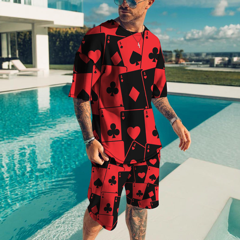 Men's Playing Card Summer Short Sleeve T-Shirt Set
