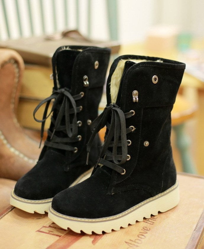 Women's Cozy Frosted Lace-Up Snow Boots